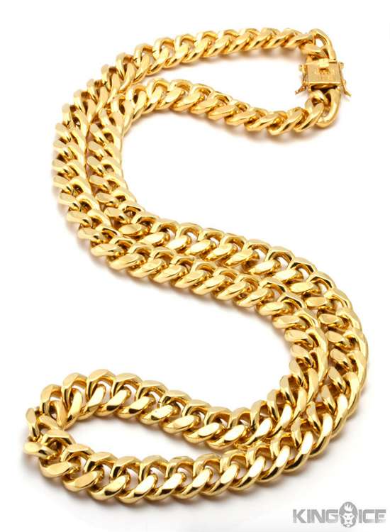 KING ICE 12MM 14K Gold Miami Cuban Curb Chain - Cuban Link